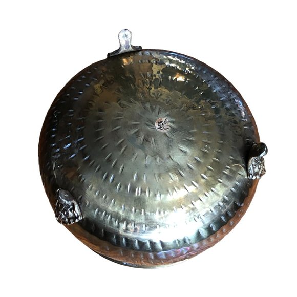 Vintage Hammered Brass Bowl Planter w Feet India Patina Cauldron 5"H 7" Diameter - Picture 8 of 12